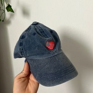 denim American heart baseball hat